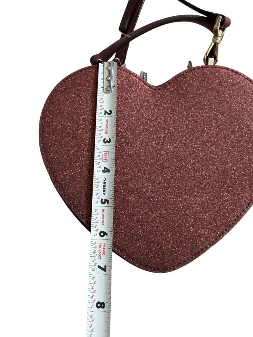 KATE SPADE Burgundy Glitter Love Shack Heart Crossbody Bag - Picture 11 of 14